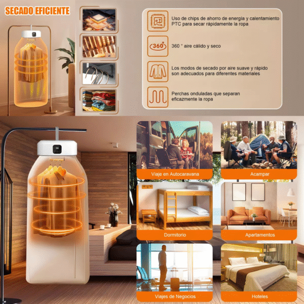 Secadora Portátil Inteligente UV | Compacta, Plegable y Silenciosa