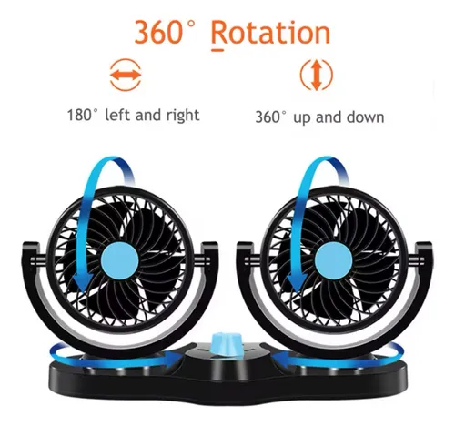 Ventilador Dúo Silencioso para Auto| Doble Flujo de Aire Portátil
